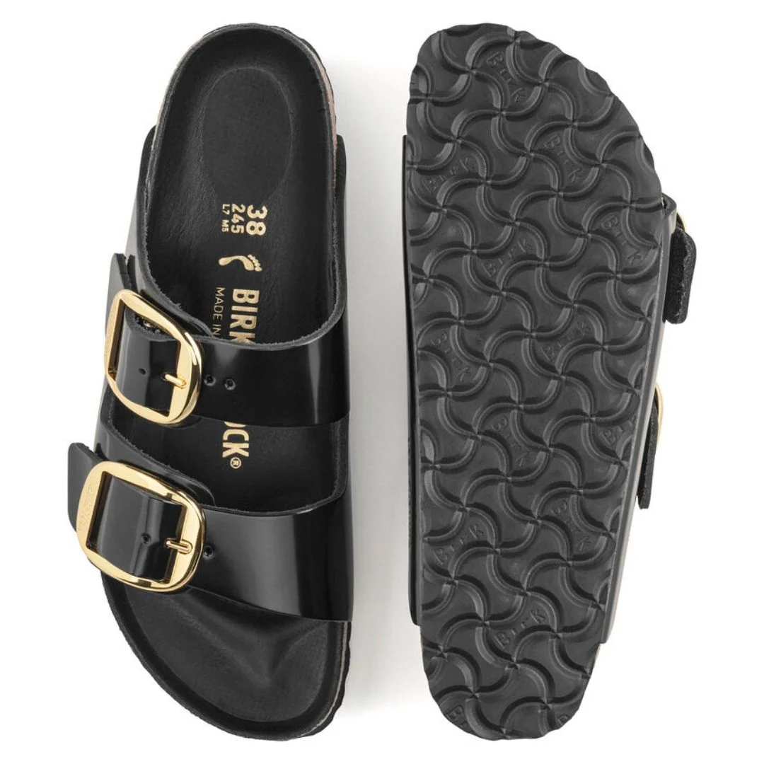 Arizona High Shine Leather Big Buckle - Black - Image 4