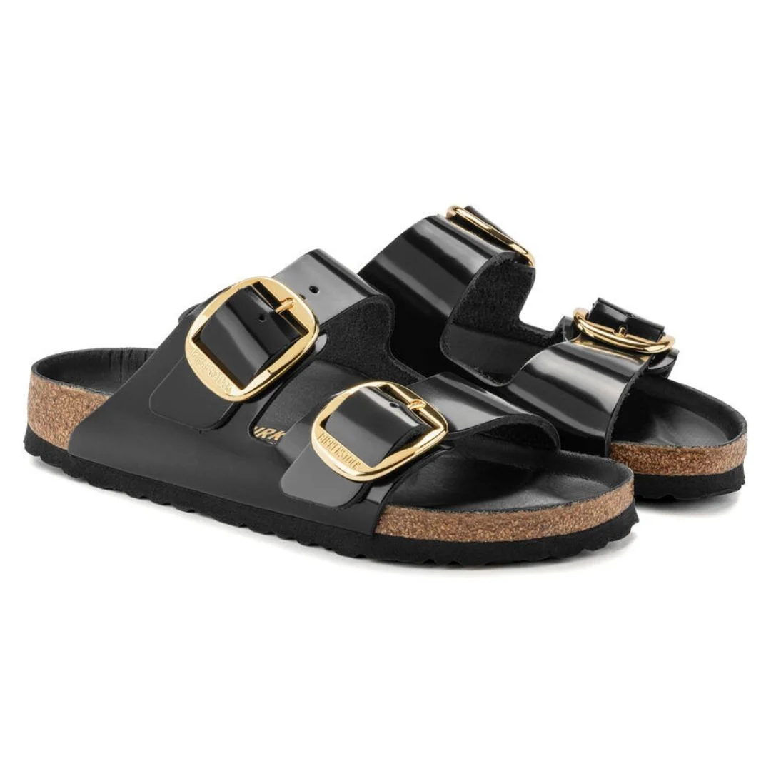 Arizona High Shine Leather Big Buckle - Black - Image 5