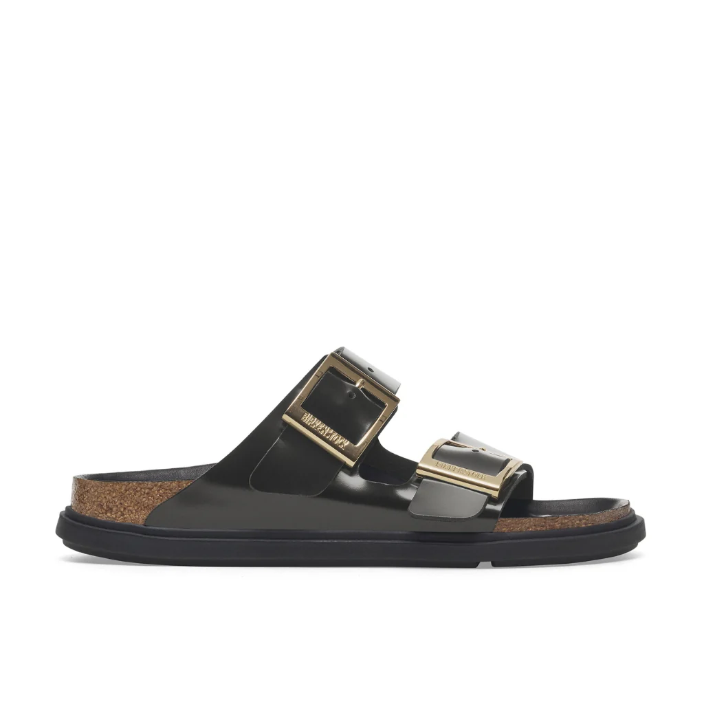 Arizona High Shine Leather Droplet Buckle Narrow - Black