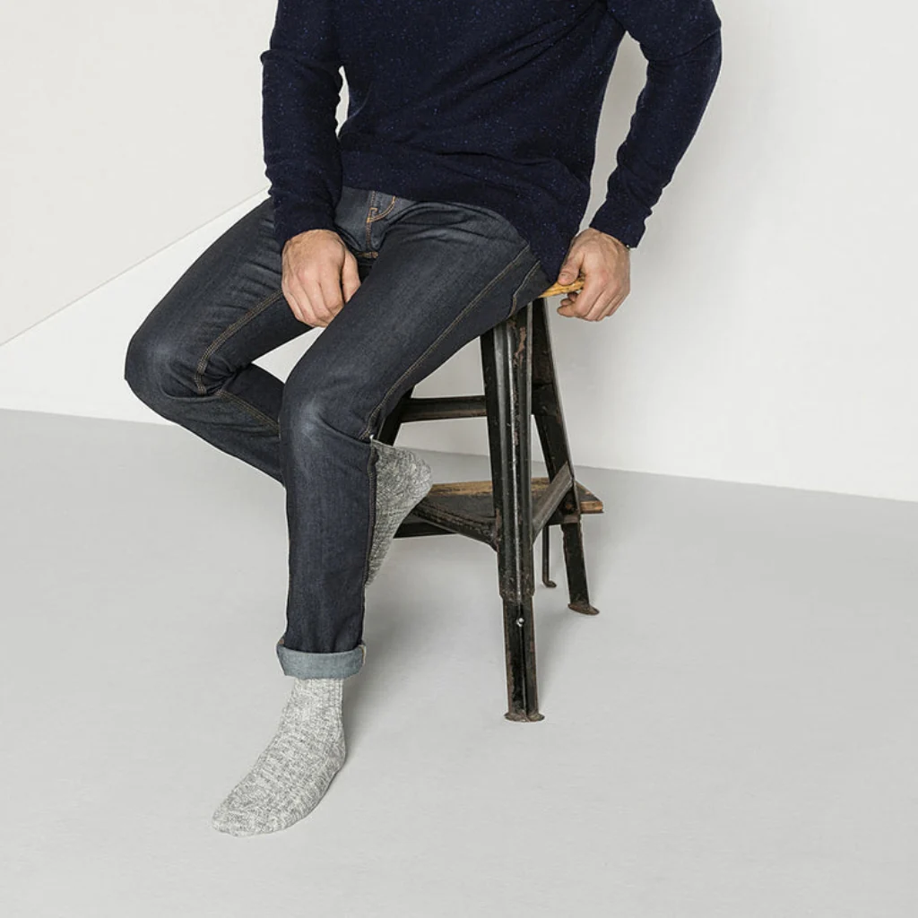 Cotton Slub Socks - Grey White - Image 2