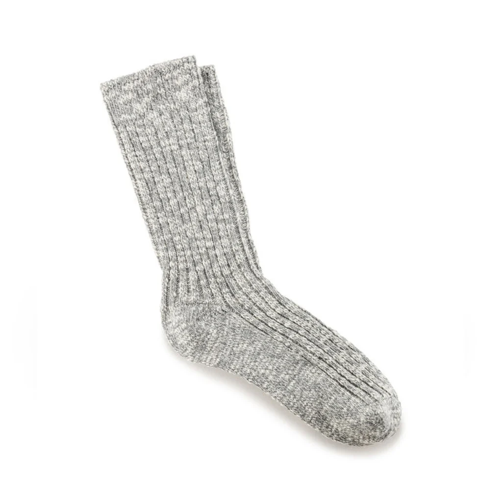 Cotton Slub Socks - Grey White - Image 3