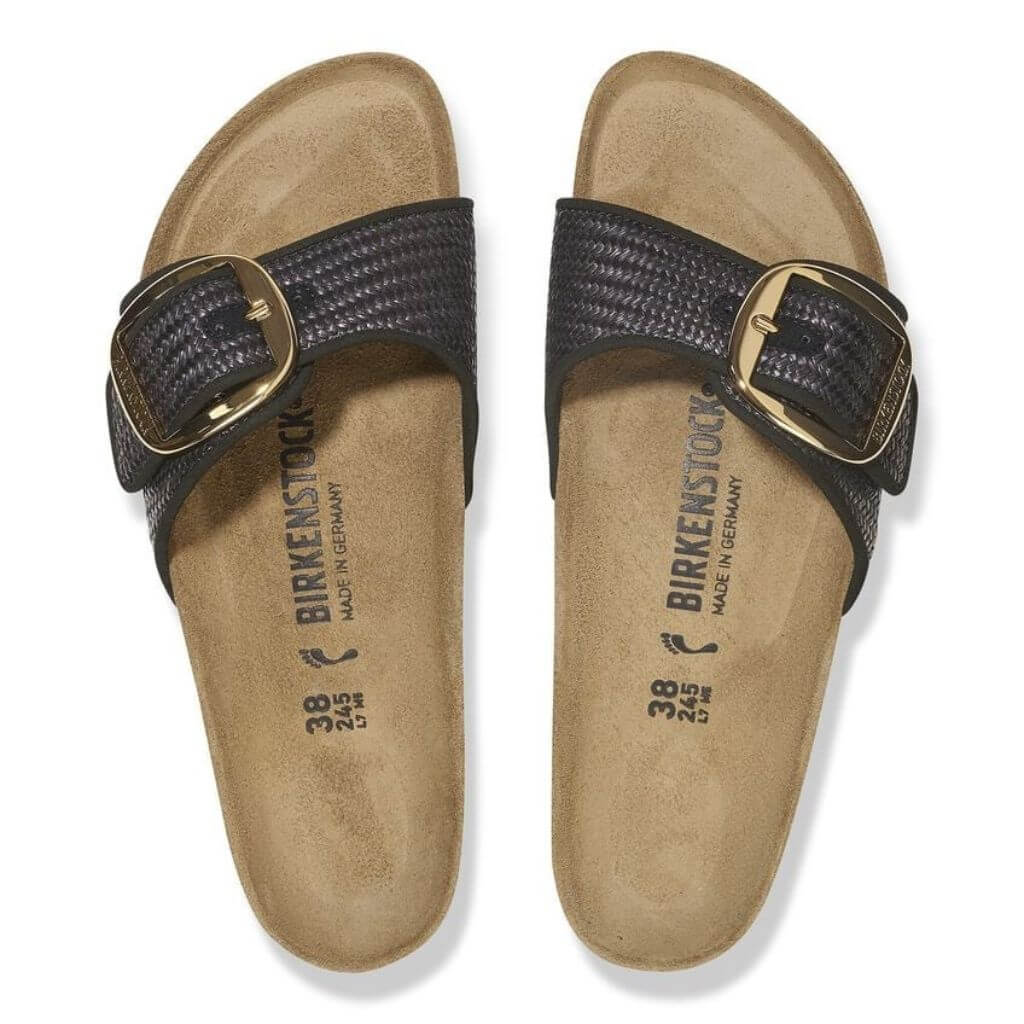 Madrid Big Buckle Textile Narrow - Raffia Black - Image 7