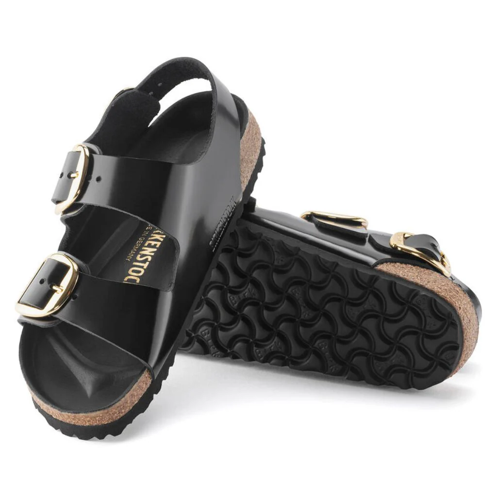 Milano High Shine Leather Big Buckle - Black - Image 6