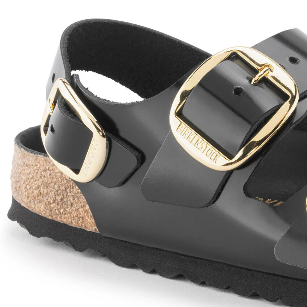 Milano High Shine Leather Big Buckle Narrow - Black - Image 4